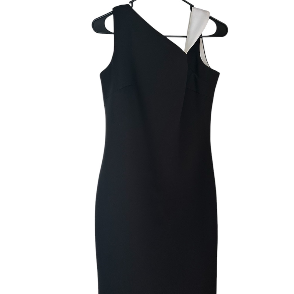 Calvin Klein Black Asymmetrical Backless Sheath Dress